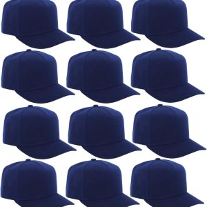 12 Pack Seamless Baseball Caps Wholesale Bulk - No Center Seam, DIY Friendly, Adjustable Breathable Lightweight for Men Women