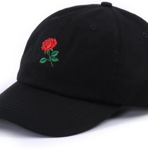 Rose Embroidered Dad Hat Women Men Cute Adjustable Cotton Floral Baseball Cap