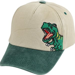 Kids Dinosaur Baseball Hat, Adjustable Toddler Hat for Boys and Girls Ages 3-9, Pixel Patch and Embroidered Styles