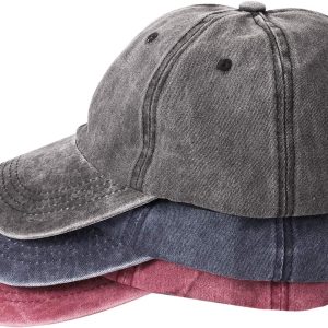 3 Packs Washed-Cotton Plain Baseball Cap, Vintage Adjustable Dad Hats Gift for Men/Women,Unstructured