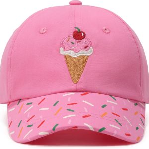 Embroidery Kids Adjustable Cotton Baseball Cap,0-5Y | Charming embroidery.Print design.Soft breathable cotton.Curved brim blocks UV.Adjustable velcro strap.Machine washable