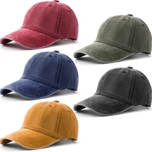 5 Pieces Unisex Cotton Vintage Baseball Cap Low Profile Unstructured Baseball Hat Washed Distressed Twill Adjustable Dad Hat