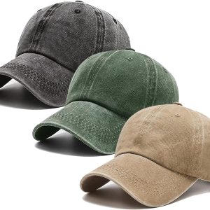 3 Pack Washed Plain Vintage Baseball Cap Cotton Adjustable Twill Bulk Low Profile Classic Dad Hat for Men/Women