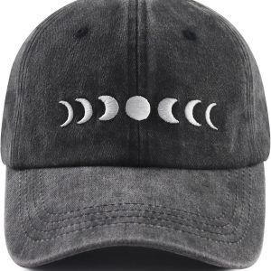 Moon Hats for Women Men, Adjustable Cotton Embroidered Moon Accessories Baseball Cap