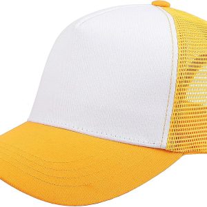 5-Panel Mesh Baseball Cap, Trucker Hat, Structured Plain Design, Cotton, Adjustable Size