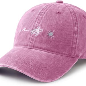 Womens Beach Baseball Hats Sea Turtle Sun Graphic Hawaiian Hats Embroidered Adjustable Unisex Summer Vacation Caps