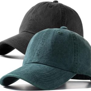 2 Pack Baseball Caps Golf Dad Hats,Ajustable Vintage Washed Cotton Ball Cap for Men Women